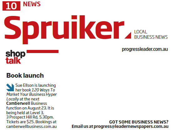Progress Leader Newspaper 120 Ways To Market Your Business Hyper Locally Book Launch Announcement