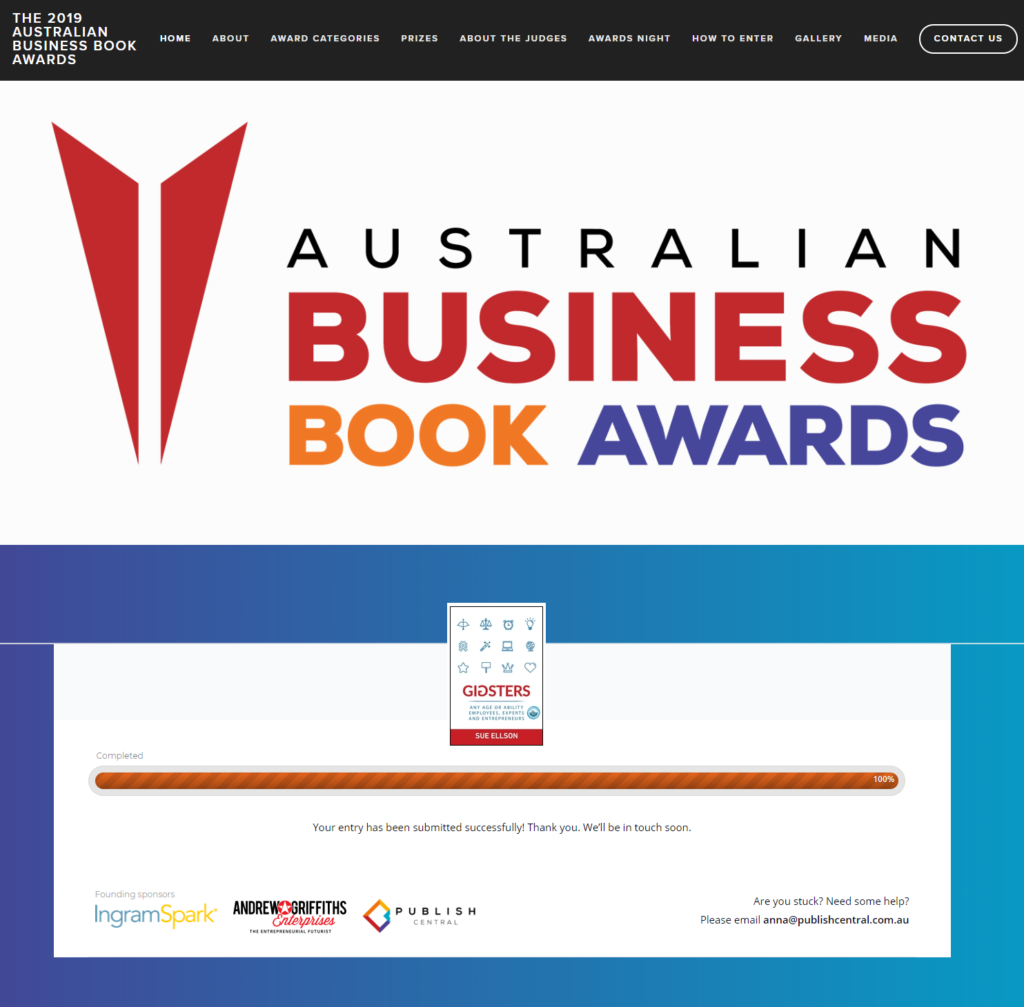 Gigsters Book by Sue Ellson entered in The Australian Business Book Awards 2019